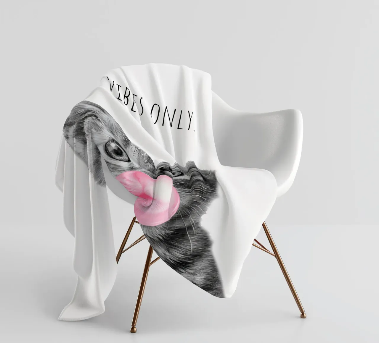 Cool cat - Good Vibes Only - rosa coperta in pile da Melanie Viola
