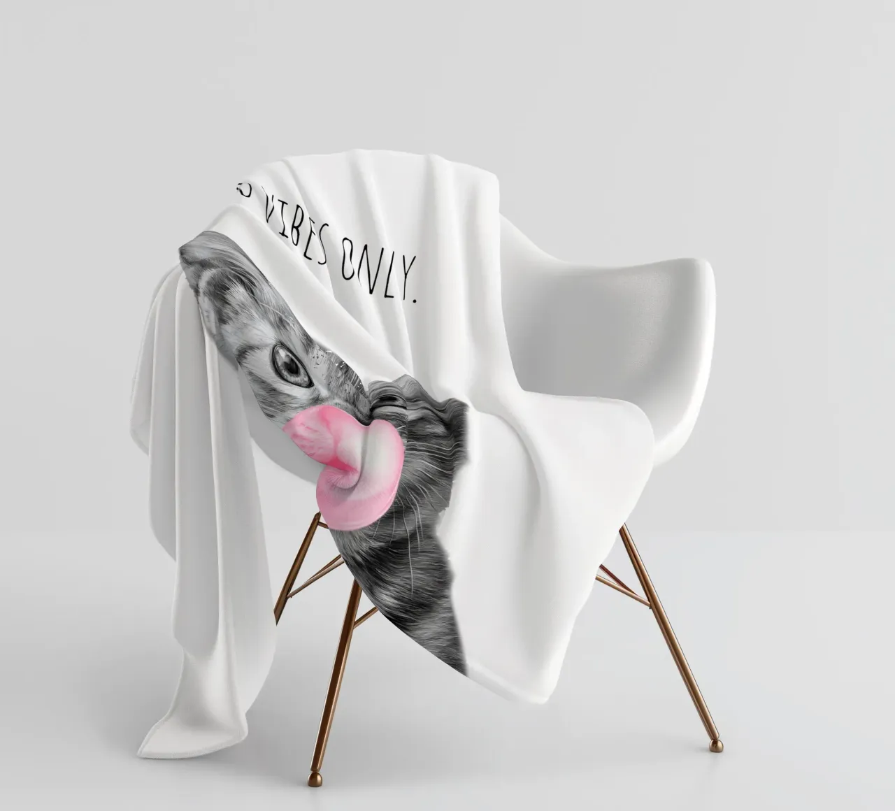 Cool cat - Good Vibes Only - rosa coperta in pile da Melanie Viola
