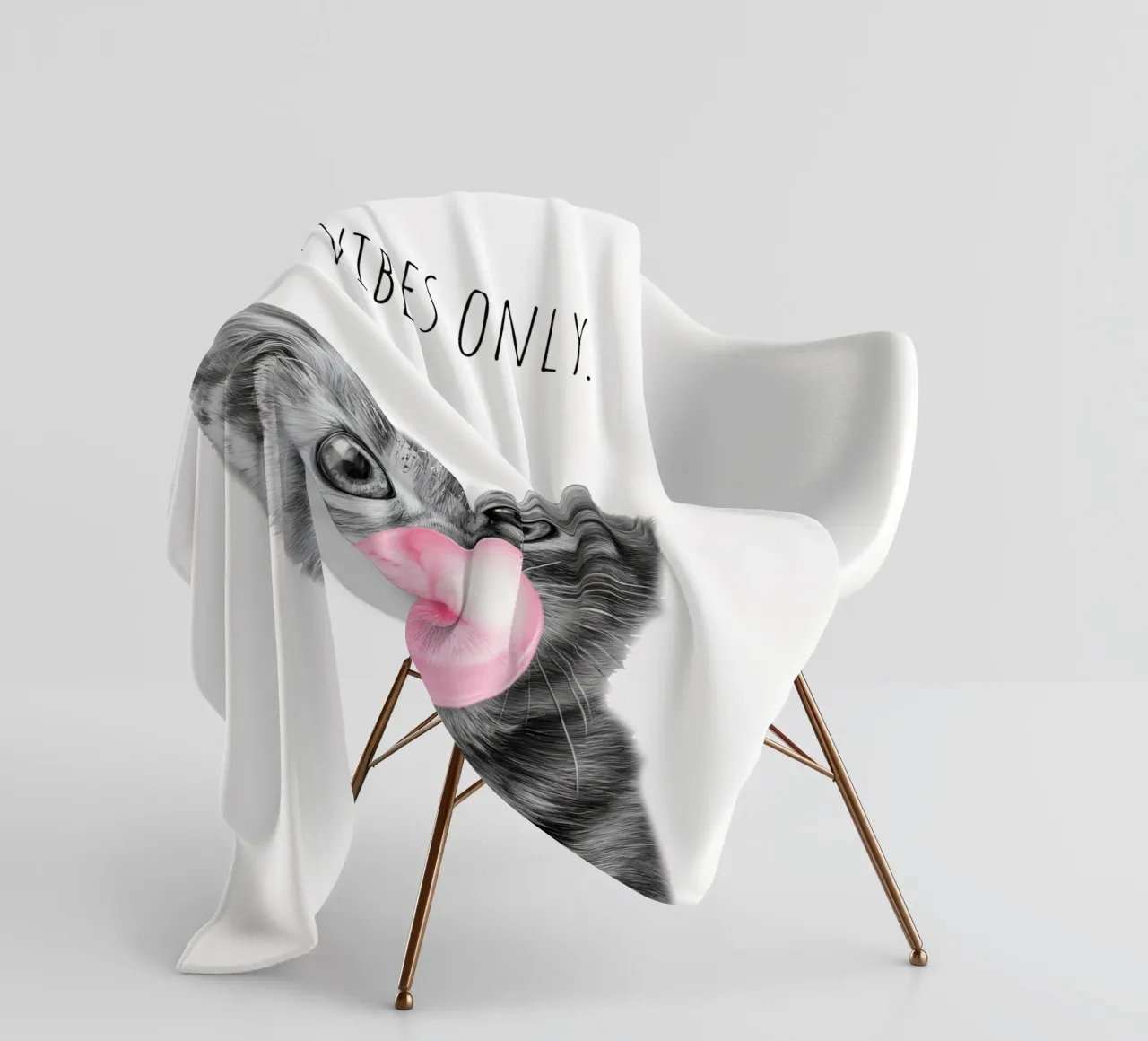 Cool cat - Good Vibes Only - rosa coperta in pile da Melanie Viola