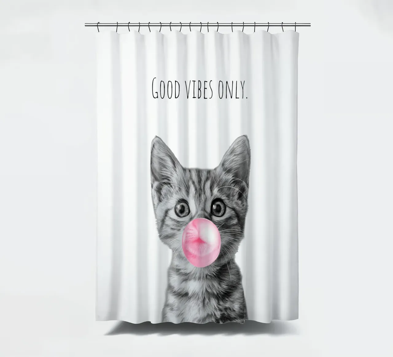 Cool cat - Good Vibes Only - rosa tenda da doccia da Melanie Viola