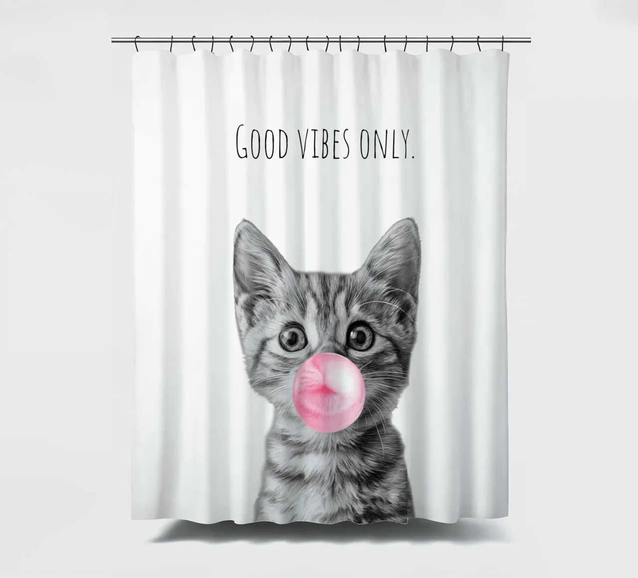 Cool cat - Good Vibes Only - rosa tenda da doccia da Melanie Viola