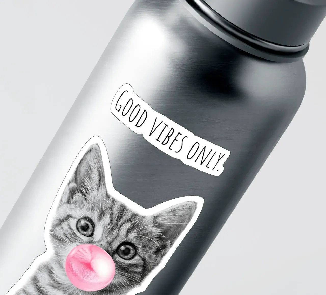 Cool cat - Good Vibes Only - rosa pegatina de Melanie Viola