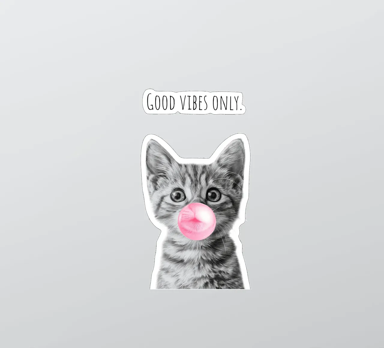 Cool cat - Good Vibes Only - rosa pegatina de Melanie Viola