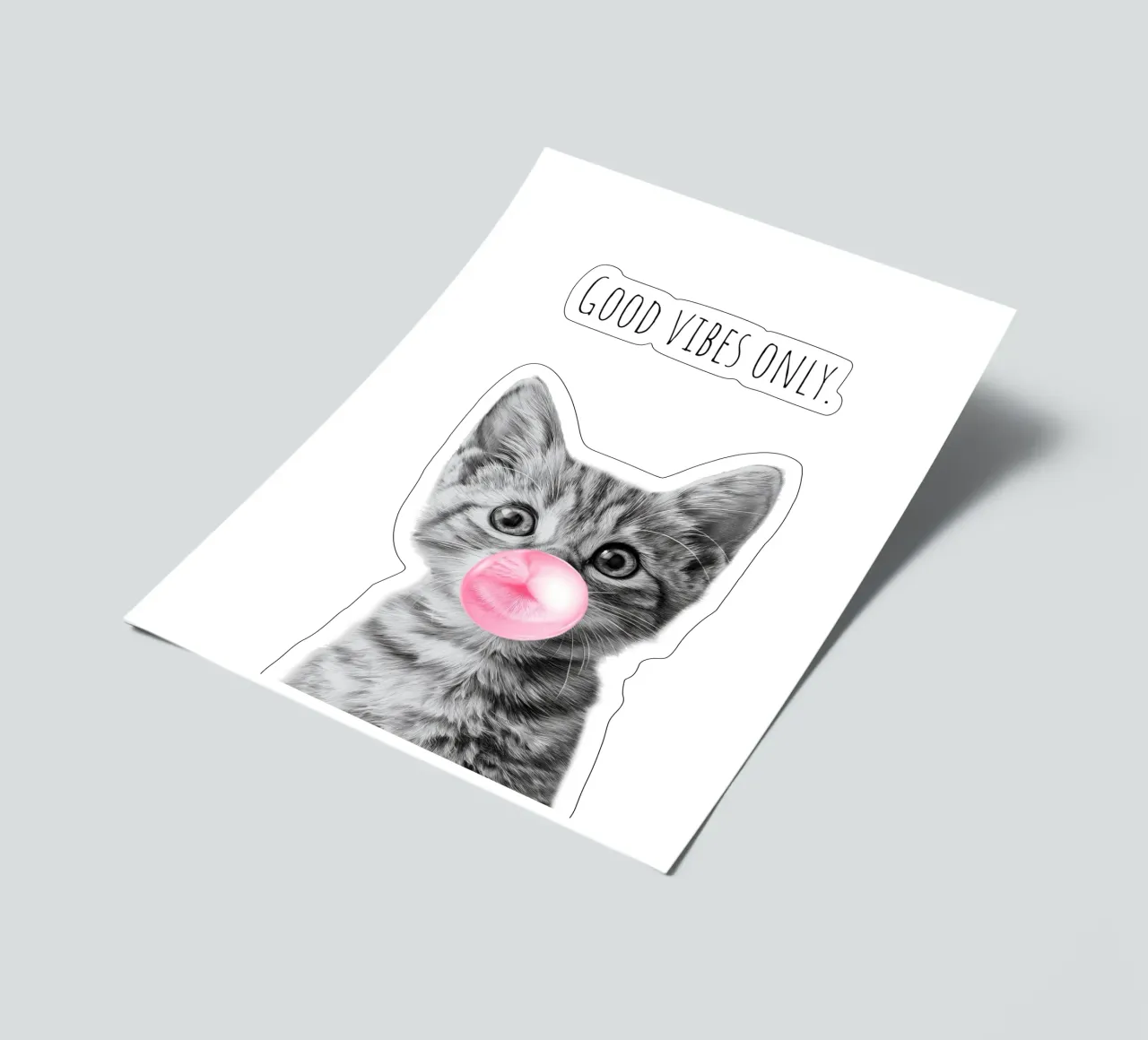 Cool cat - Good Vibes Only - rosa foglio adesivo da Melanie Viola