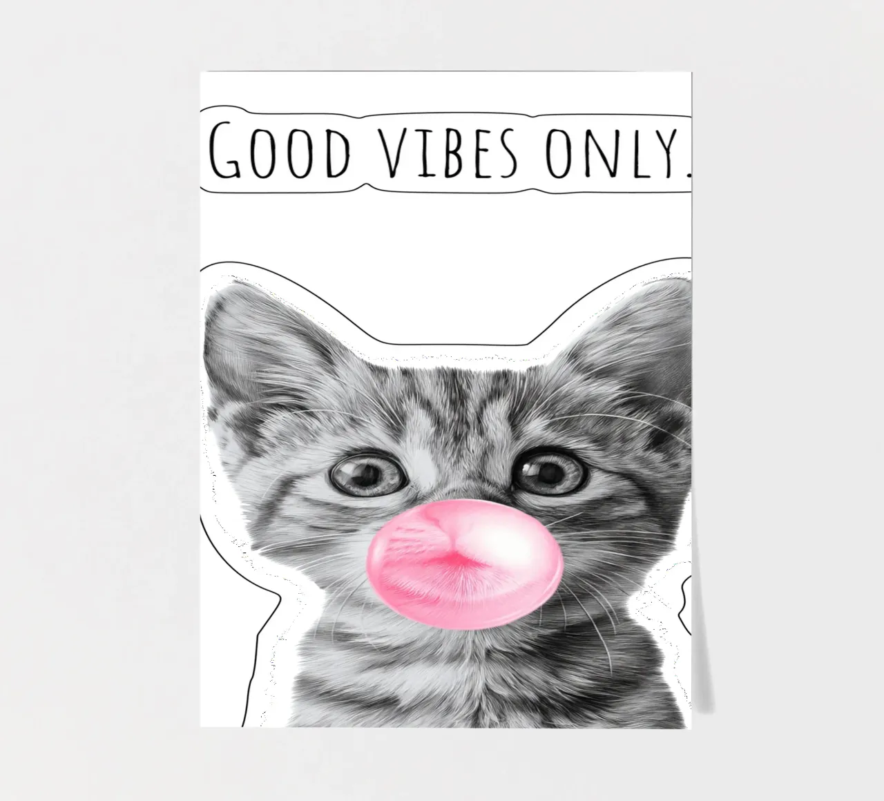 Cool cat - Good Vibes Only - rosa foglio adesivo da Melanie Viola