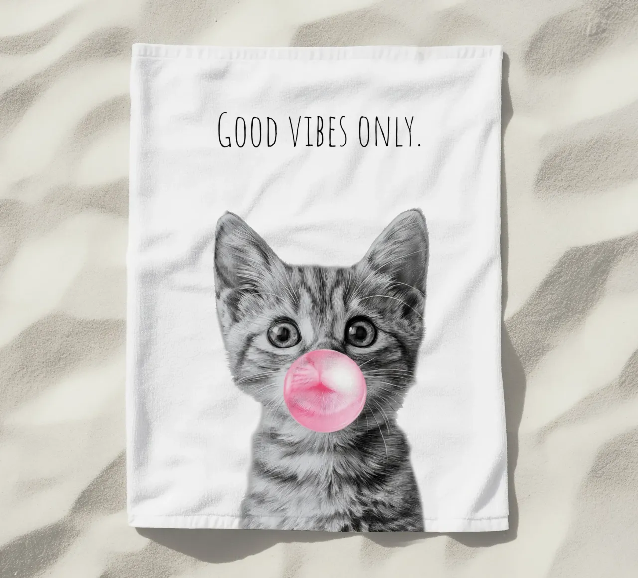 Cool cat - Good Vibes Only - rosa telo mare da Melanie Viola