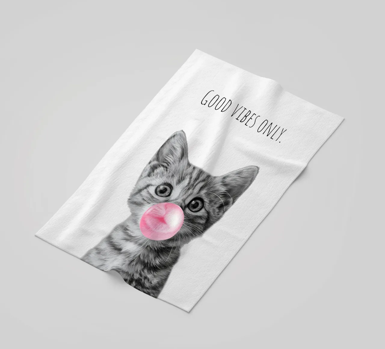 Cool cat - Good Vibes Only - rosa toalla de playa de Melanie Viola