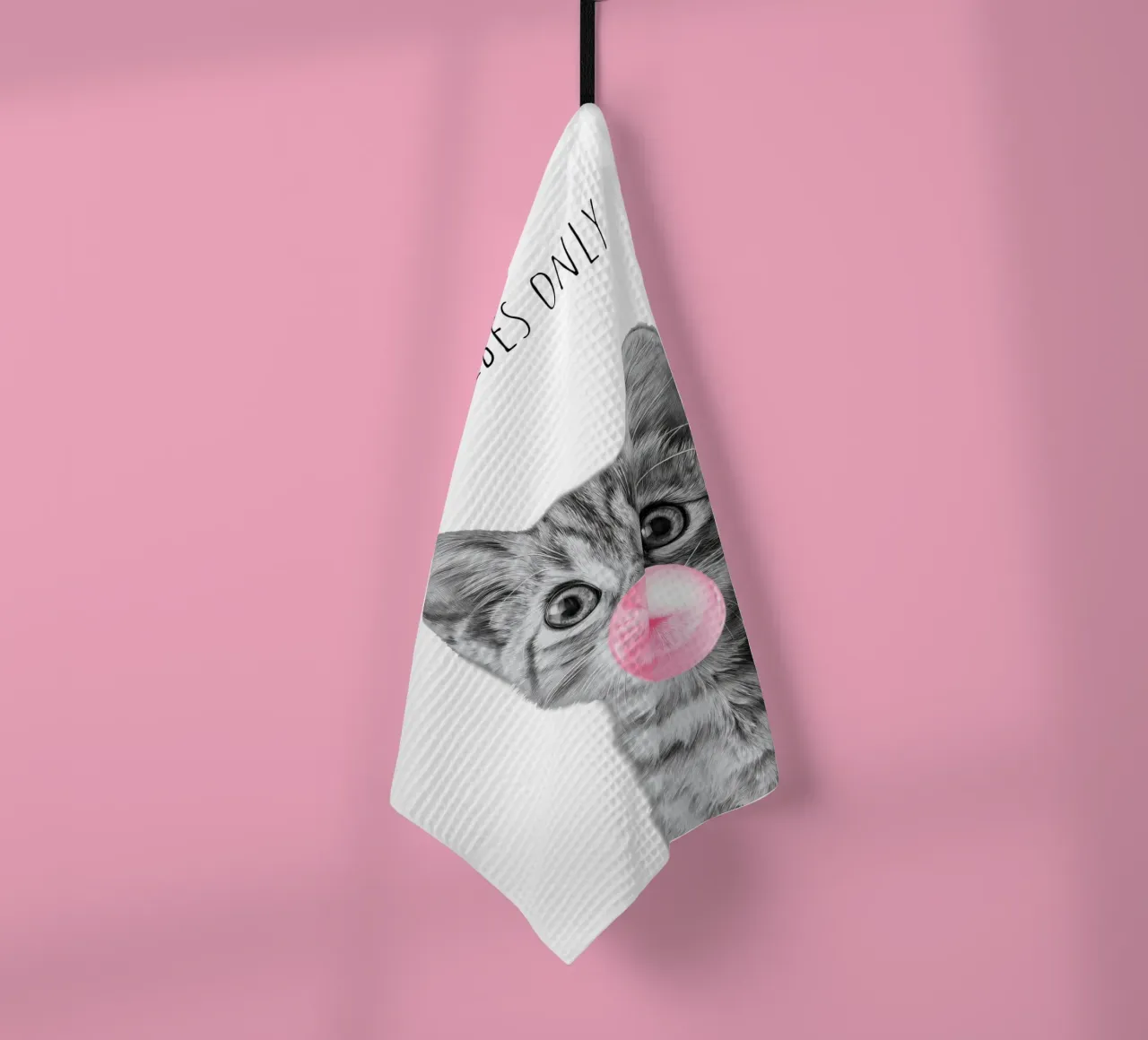 Cool cat - Good Vibes Only - rosa canovaccio da cucina da Melanie Viola