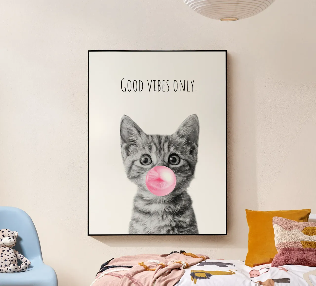 Cool cat - Good Vibes Only - rosa metacrilato de Melanie Viola