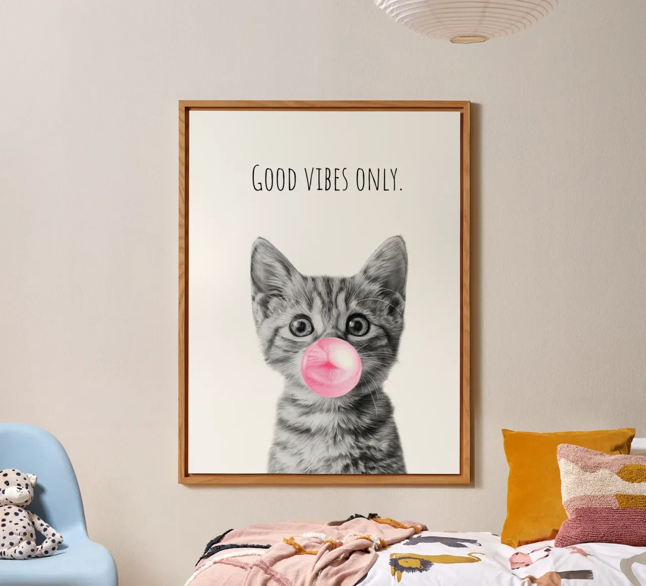 Cool cat - Good Vibes Only - rosa pannello forex da Melanie Viola