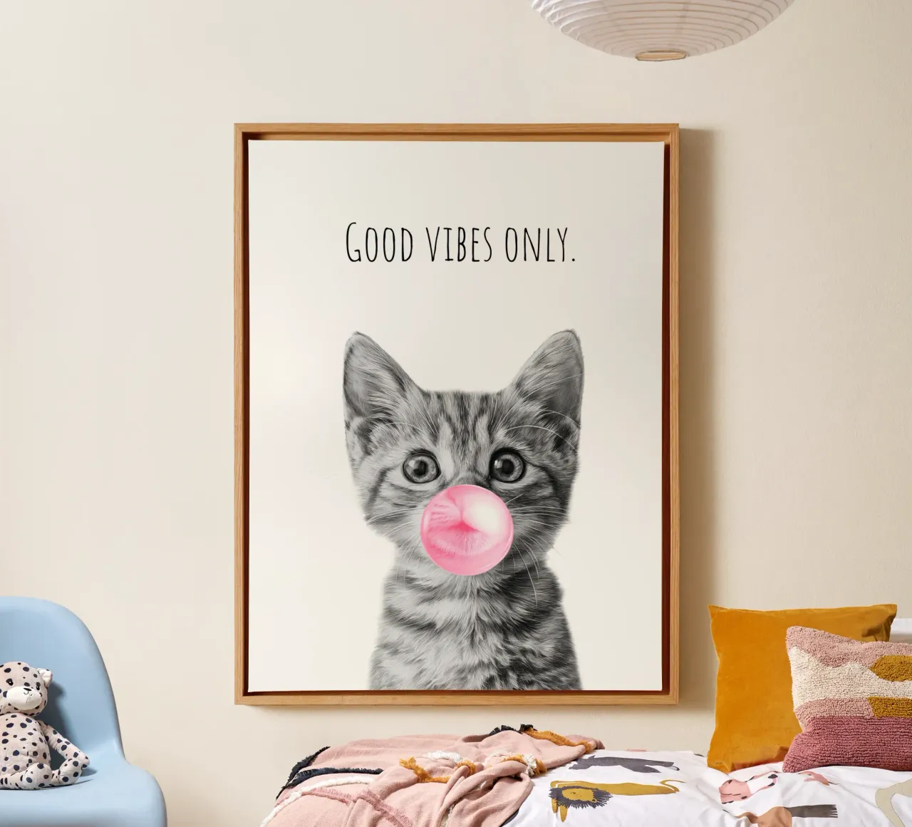 Cool cat - Good Vibes Only - rosa tela da Melanie Viola