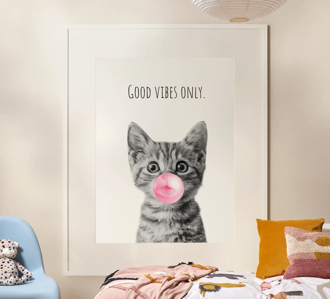 Cool cat - Good Vibes Only - rosa poster da Melanie Viola