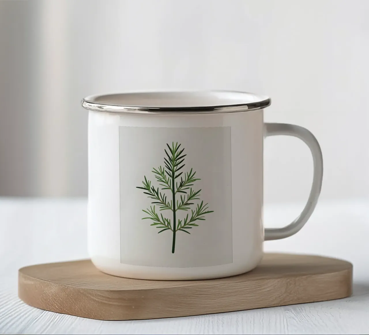 Rametto di rosmarino tazza in smalto da Botanical Gallery