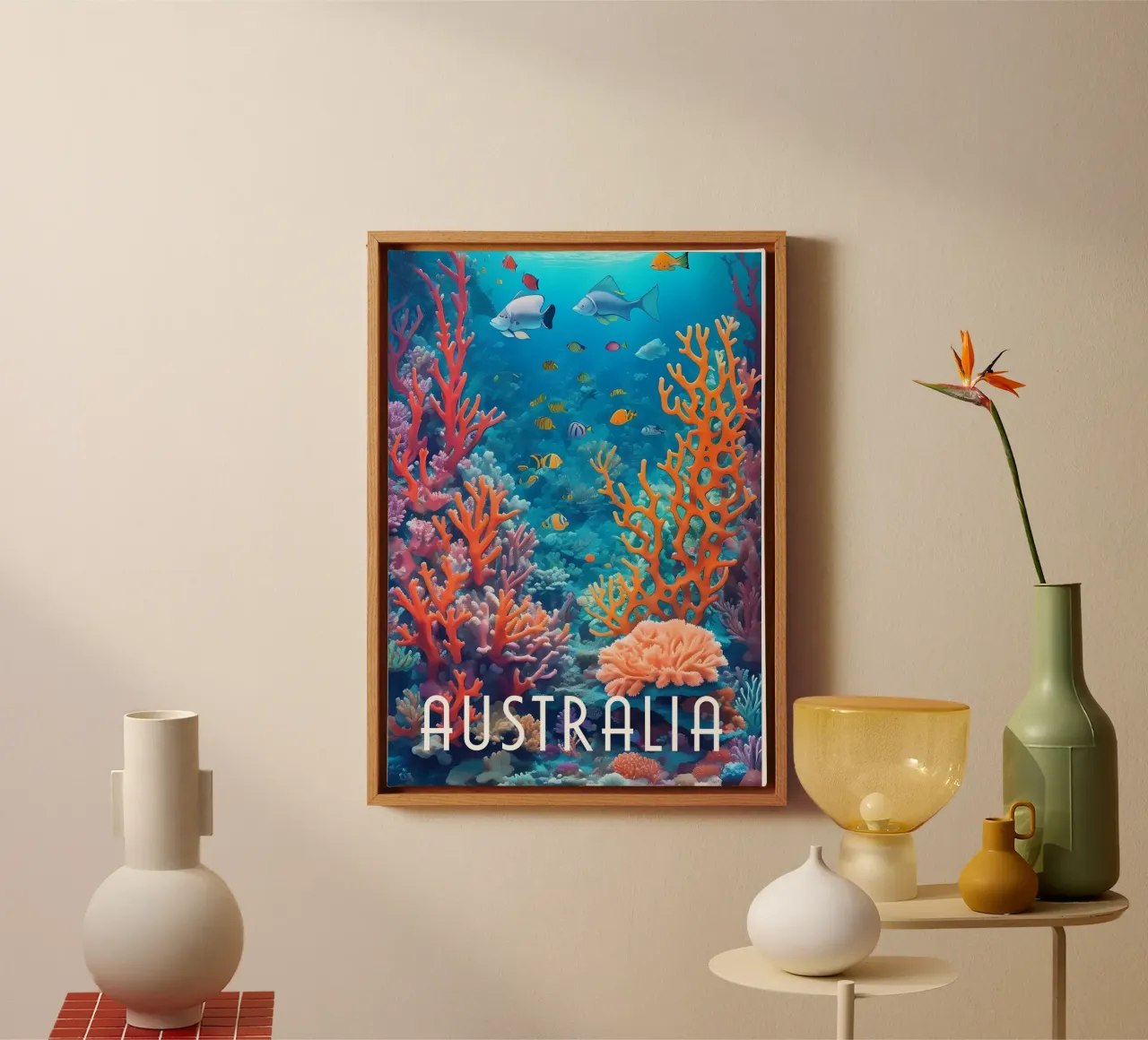 Australië Groot Barrièrerif canvas met Baklijst van Charnwood Prints