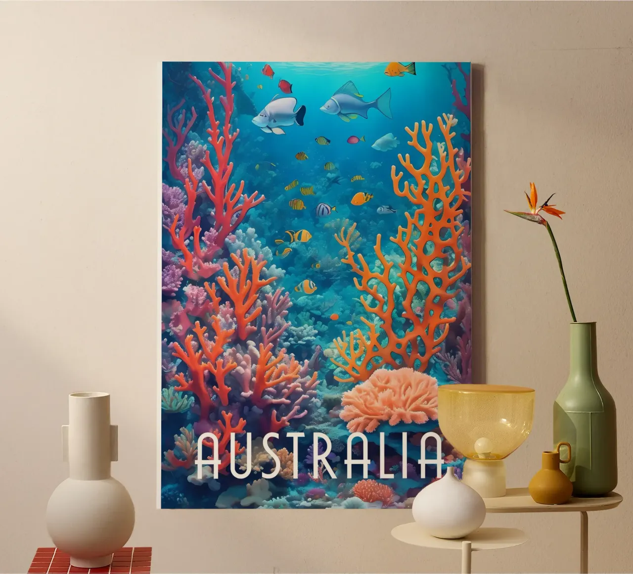 Australië Groot Barrièrerif canvas met Baklijst van Charnwood Prints