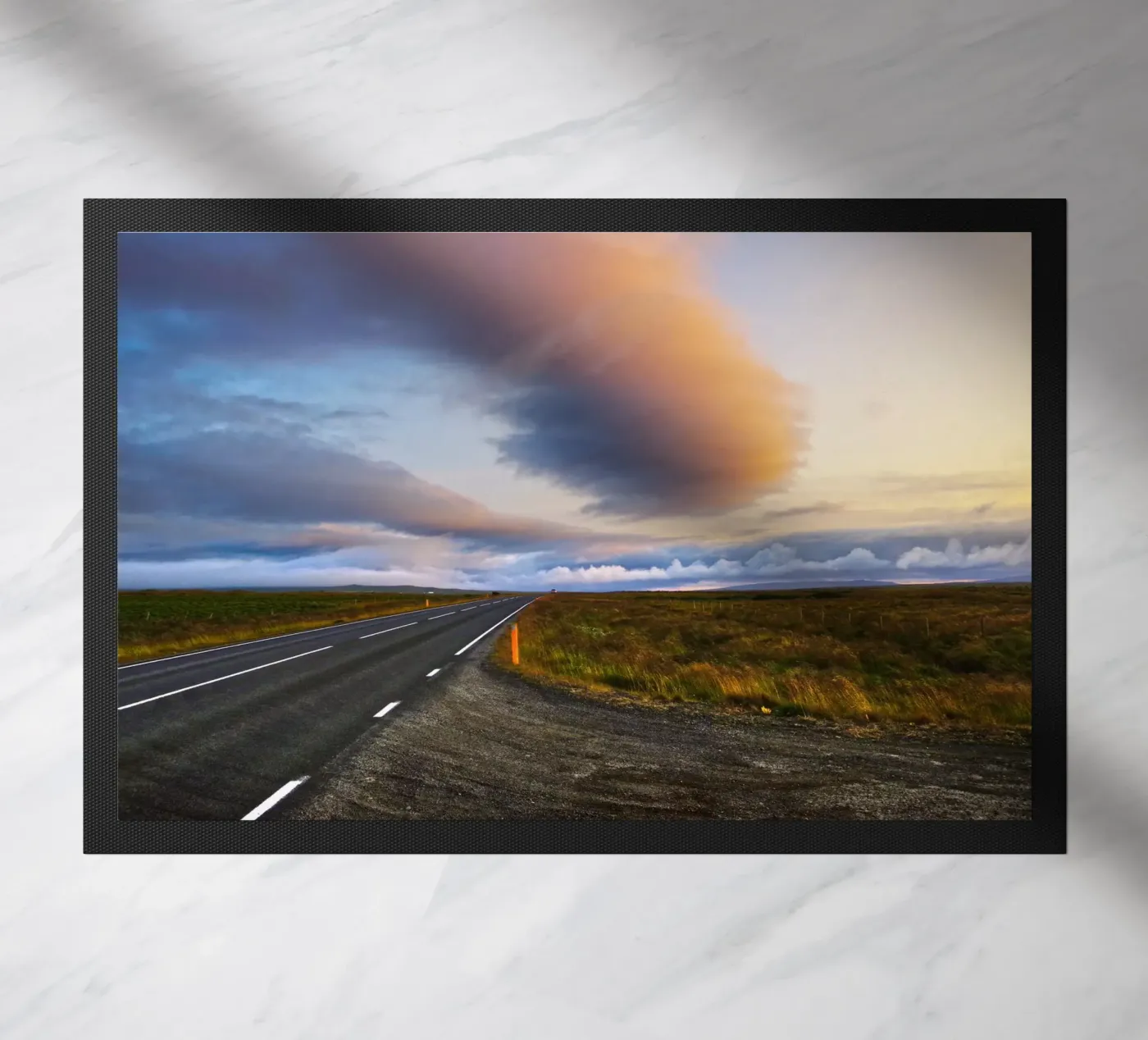 Sunset road doormat by Fjöllart