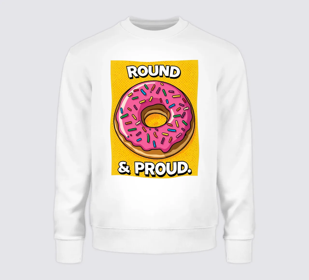 Ciambella con glassa rosa e zuccherini "Tonda e orgogliosa". felpa da DesignDoodle