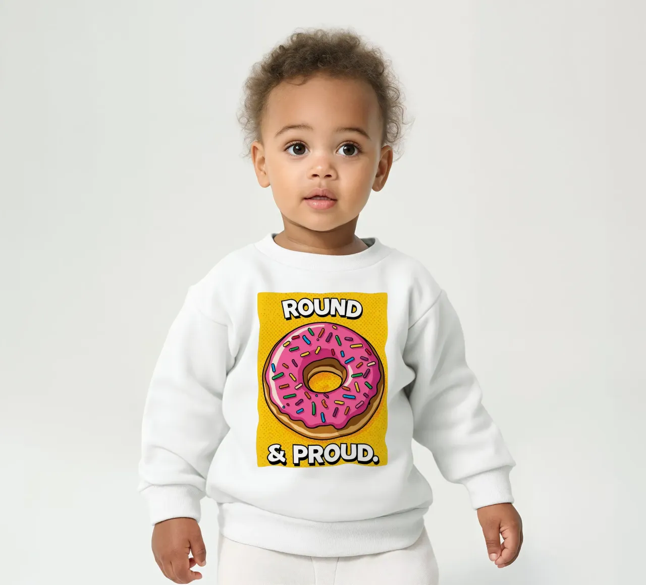 Ciambella con glassa rosa e zuccherini "Tonda e orgogliosa". felpa neonato da DesignDoodle