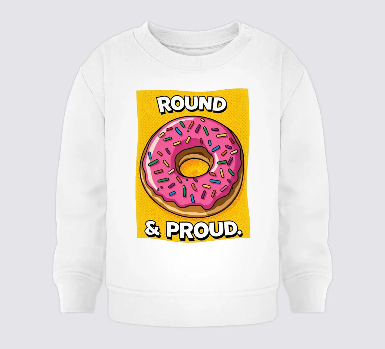Ciambella con glassa rosa e zuccherini "Tonda e orgogliosa". felpa neonato da DesignDoodle
