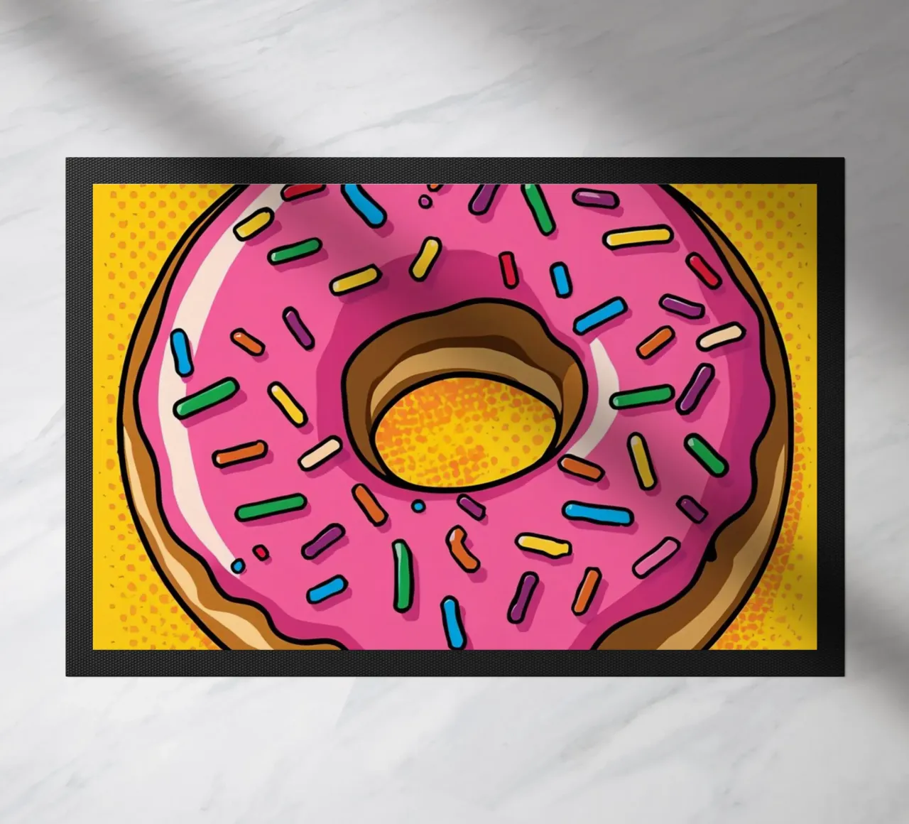 Ciambella con glassa rosa e zuccherini "Tonda e orgogliosa". zerbino da DesignDoodle
