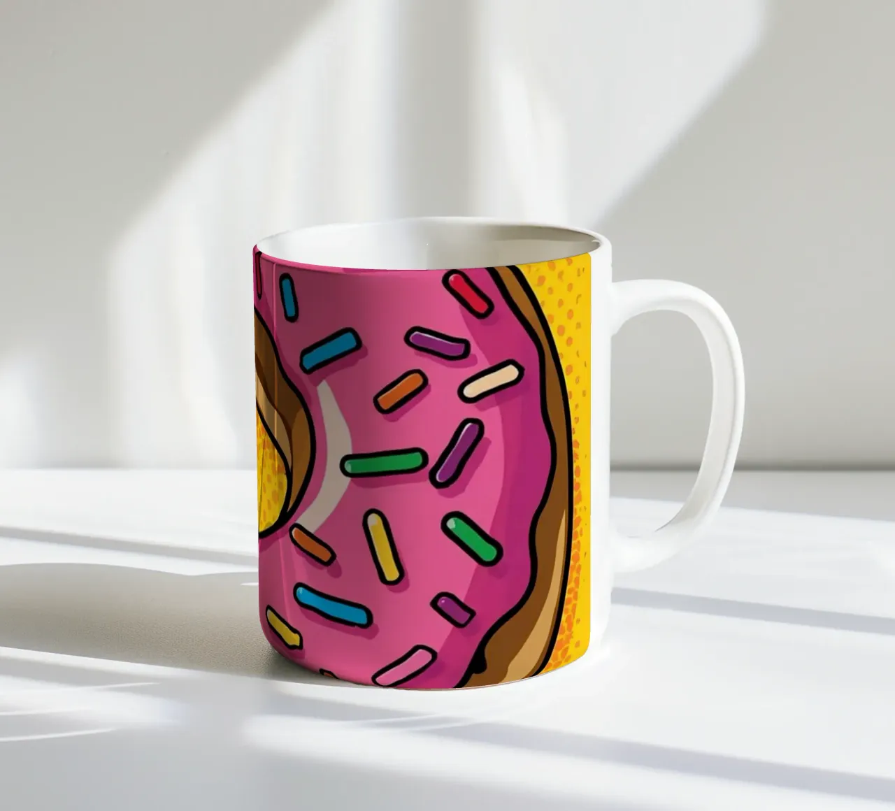 Ciambella con glassa rosa e zuccherini "Tonda e orgogliosa". tazza in ceramica da DesignDoodle
