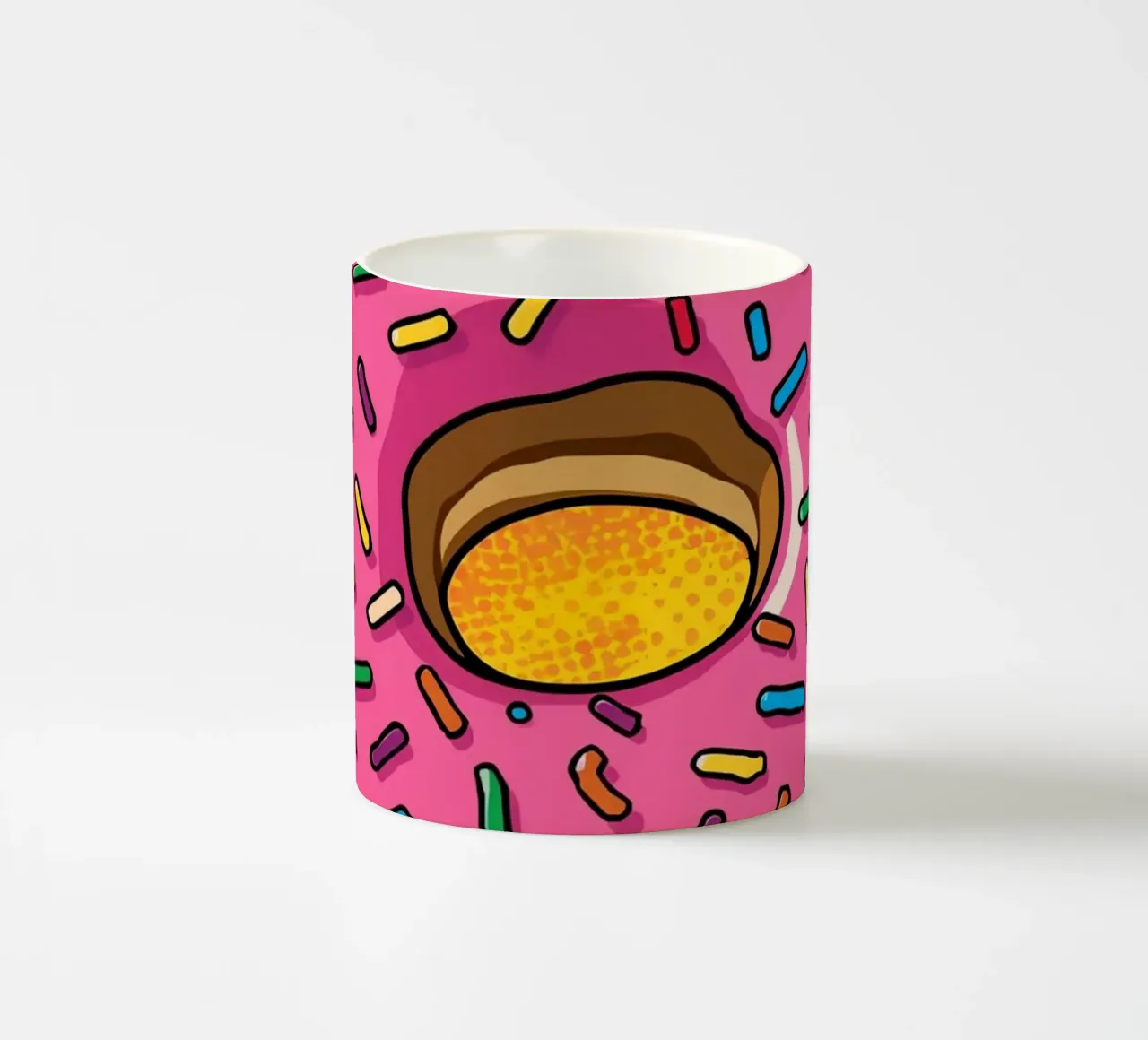 Ciambella con glassa rosa e zuccherini "Tonda e orgogliosa". tazza in ceramica da DesignDoodle
