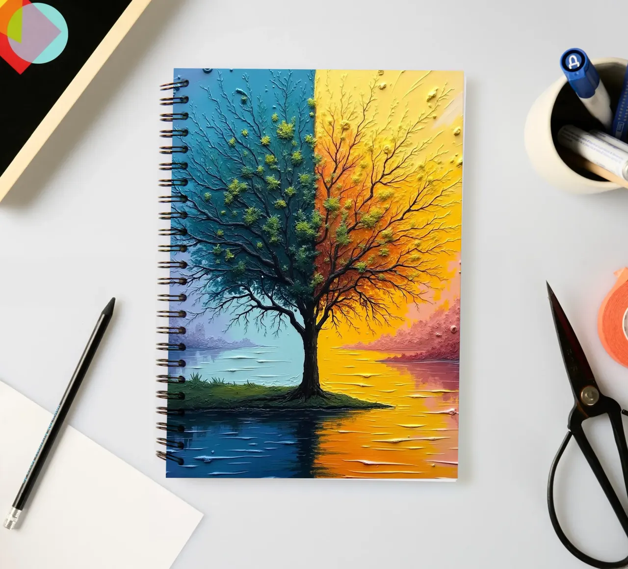 Tree, two-coloured_1 spiral notebook by Farb- und Blütenzauber by LK
