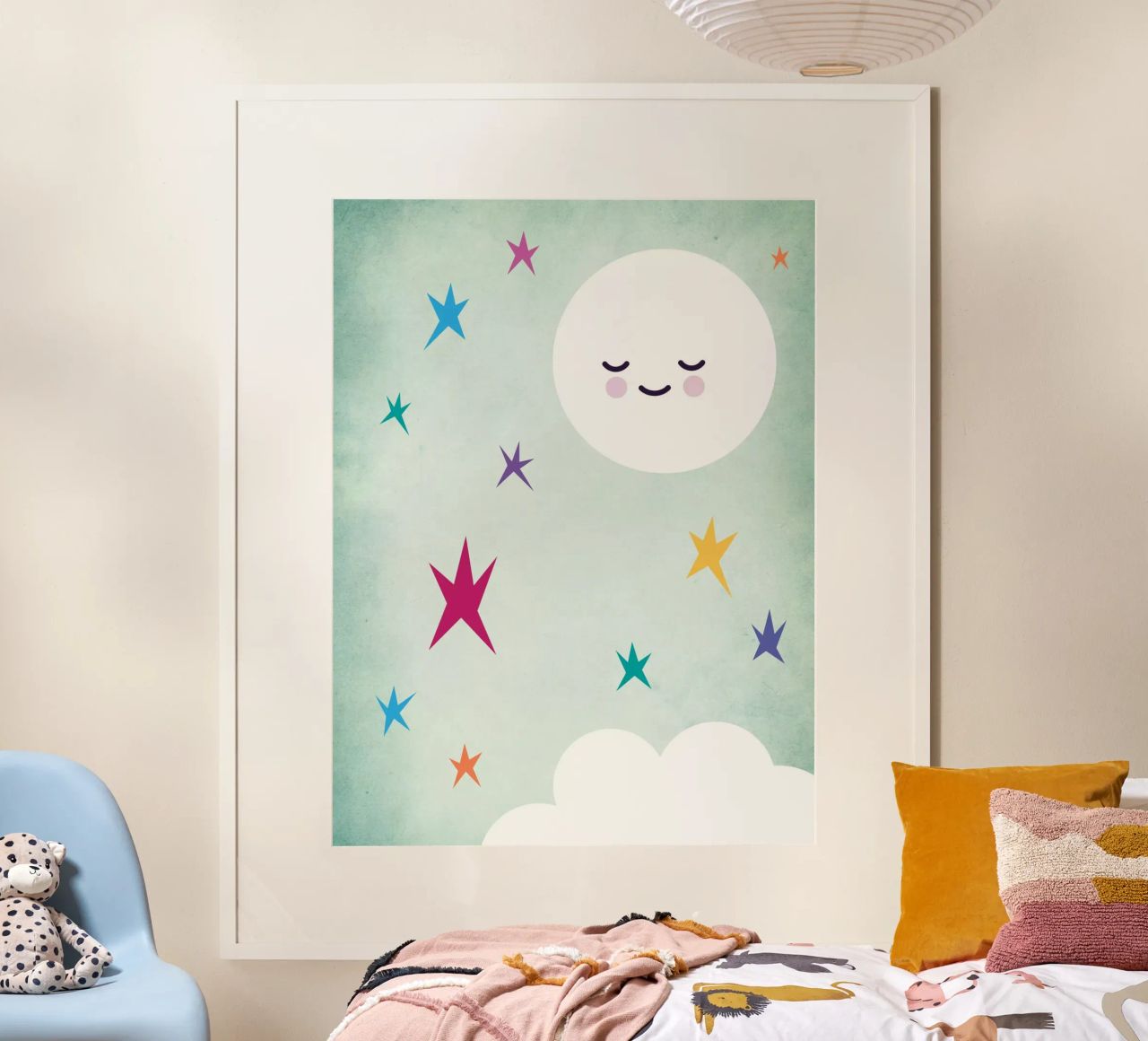 Sleepy Moon Nursery Art poster by Kim Hubball Studio