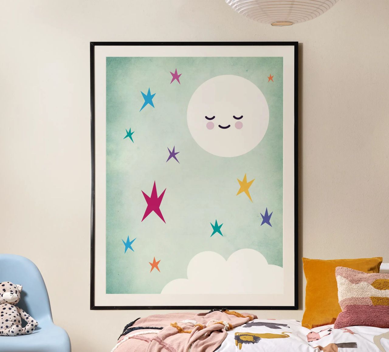 Sleepy Moon Nursery Art poster by Kim Hubball Studio