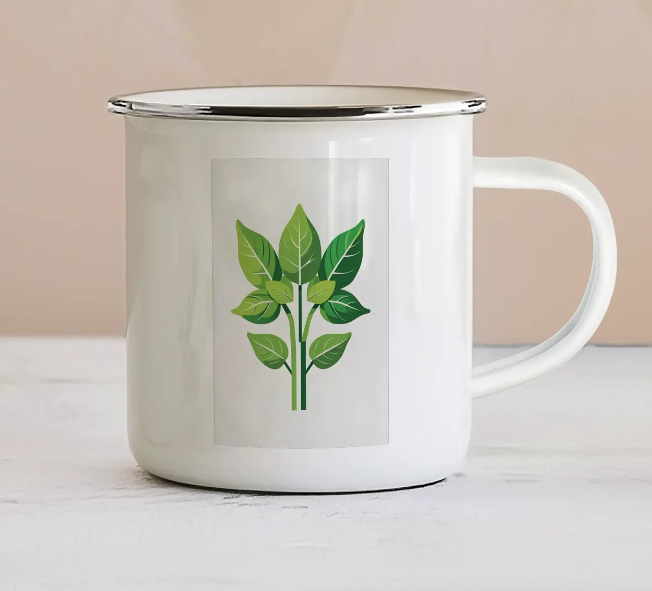 Foglie di basilico tazza in smalto da Botanical Gallery