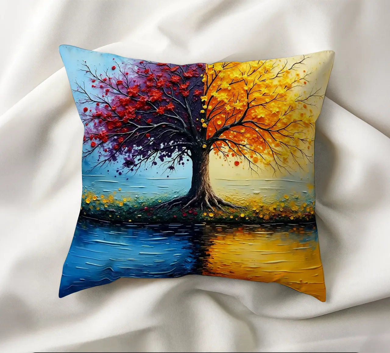 Tree, two-coloured_2 decorative cushion by Farb- und Blütenzauber by LK