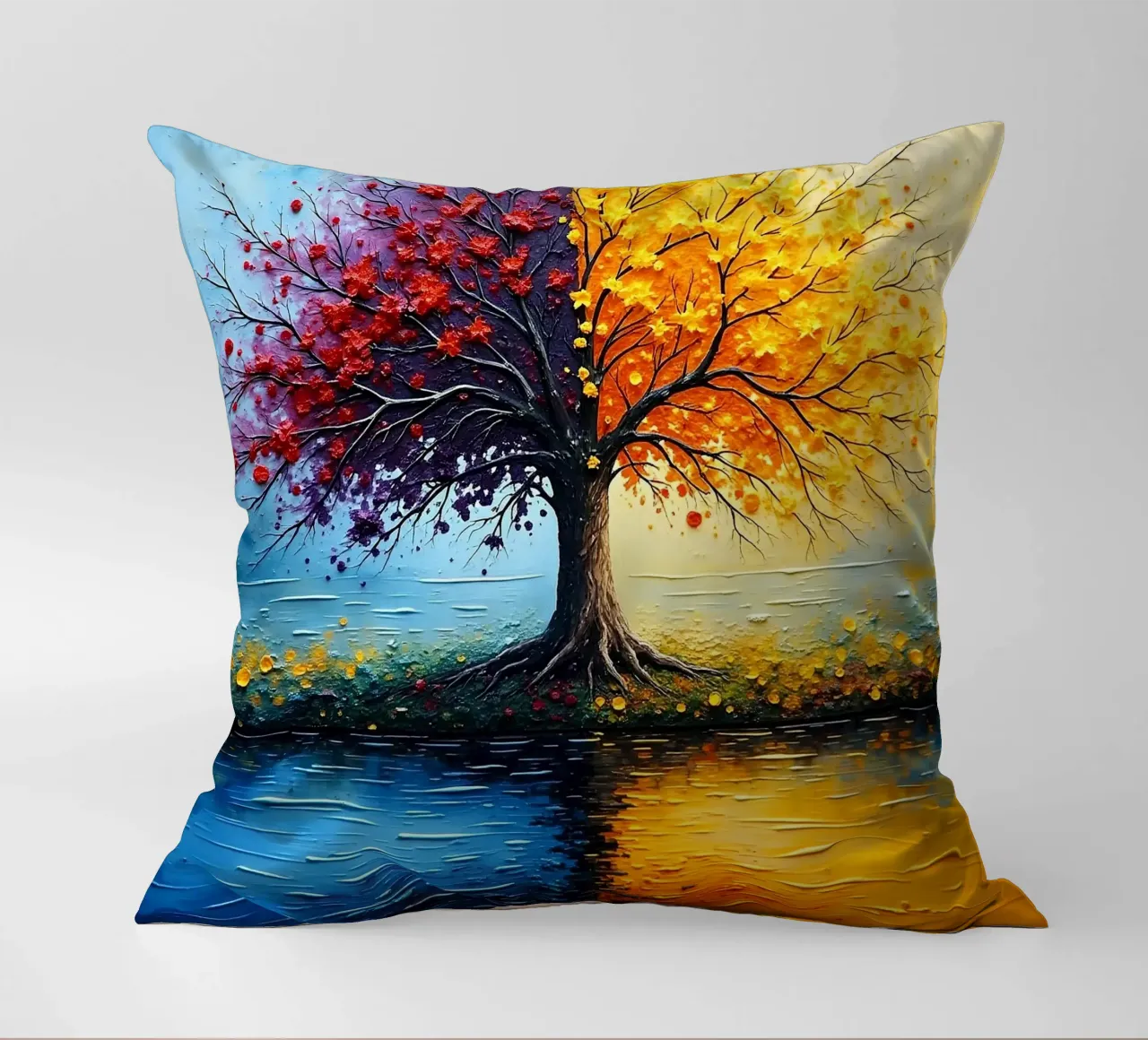 Tree, two-coloured_2 decorative cushion by Farb- und Blütenzauber by LK
