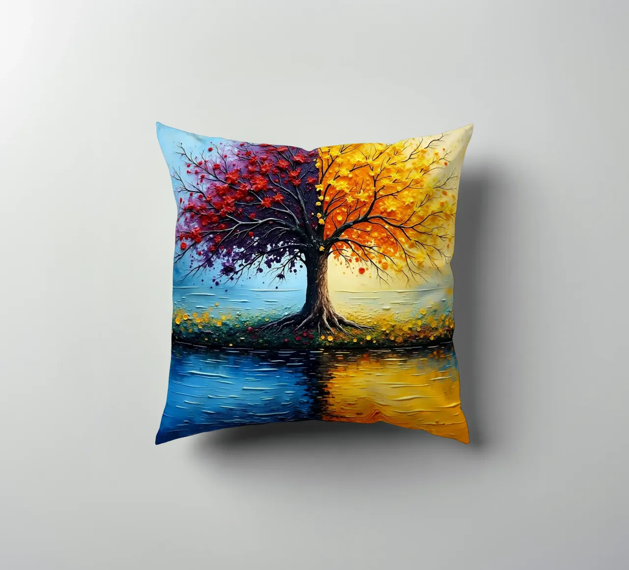 Tree, two-coloured_2 decorative cushion by Farb- und Blütenzauber by LK