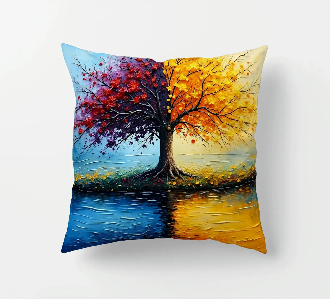 Tree, two-coloured_2 decorative cushion by Farb- und Blütenzauber by LK