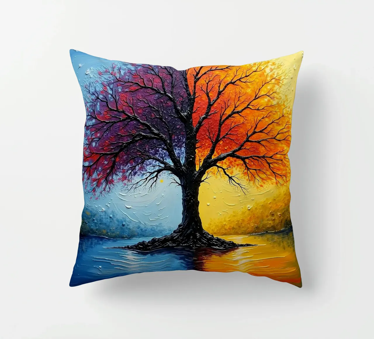 Tree, two-coloured_3 decorative cushion by Farb- und Blütenzauber by LK