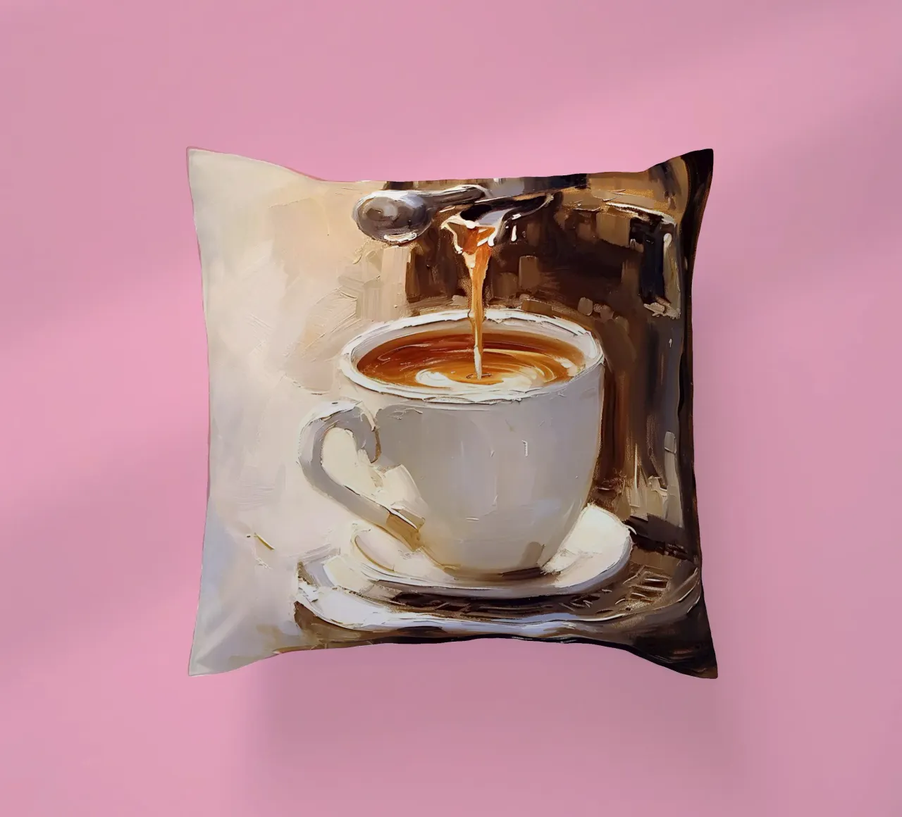 Tazza caffettiera caffè espresso toni beige marrone cuscino da Euphoria Theresa