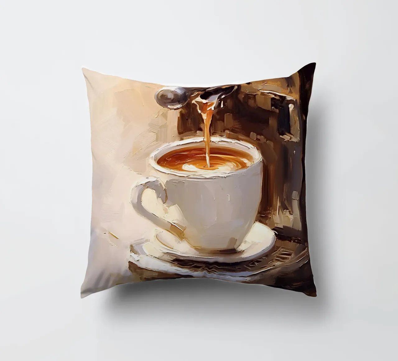 Tazza caffettiera caffè espresso toni beige marrone cuscino da Euphoria Theresa