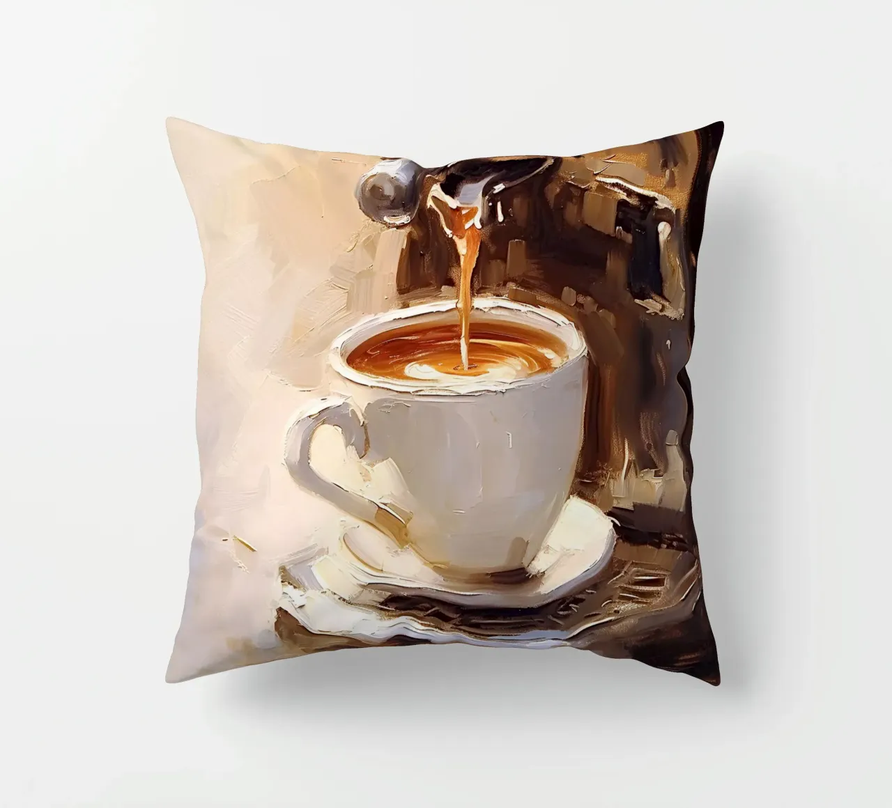 Tazza caffettiera caffè espresso toni beige marrone cuscino da Euphoria Theresa