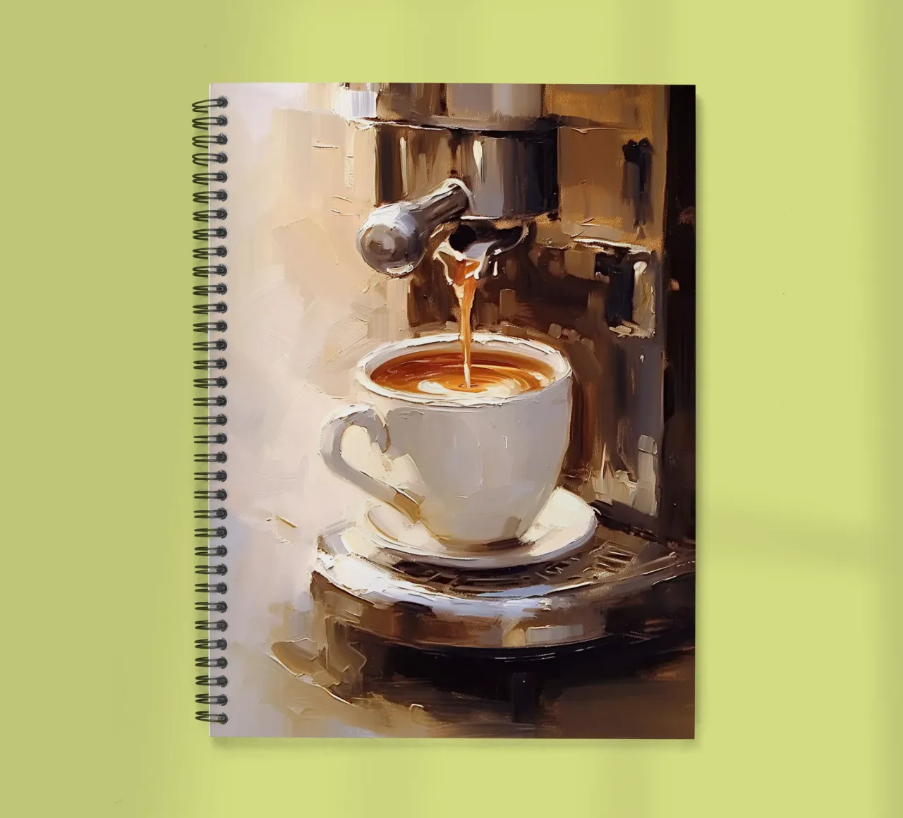 Tazza caffettiera caffè espresso toni beige marrone diario ad anelli da Euphoria Theresa