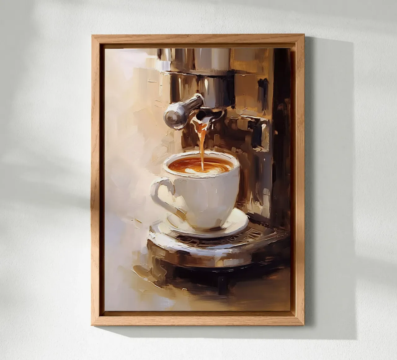 Tazza caffettiera caffè espresso toni beige marrone alluminio dibond da Euphoria Theresa