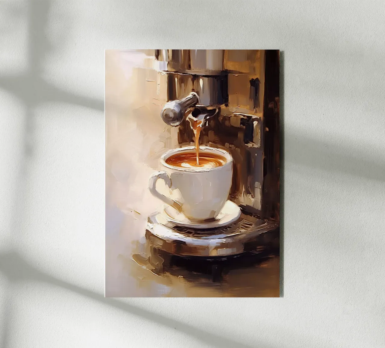Tazza caffettiera caffè espresso toni beige marrone alluminio dibond da Euphoria Theresa