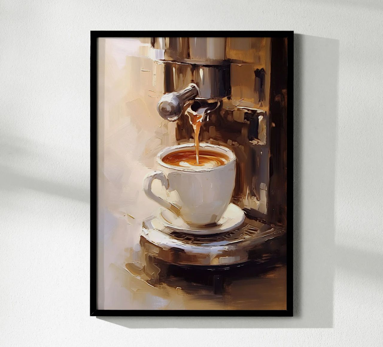 Espresso Kaffee Kaffeemaschine Tasse Beige Brauntöne Poster von Euphoria Theresa