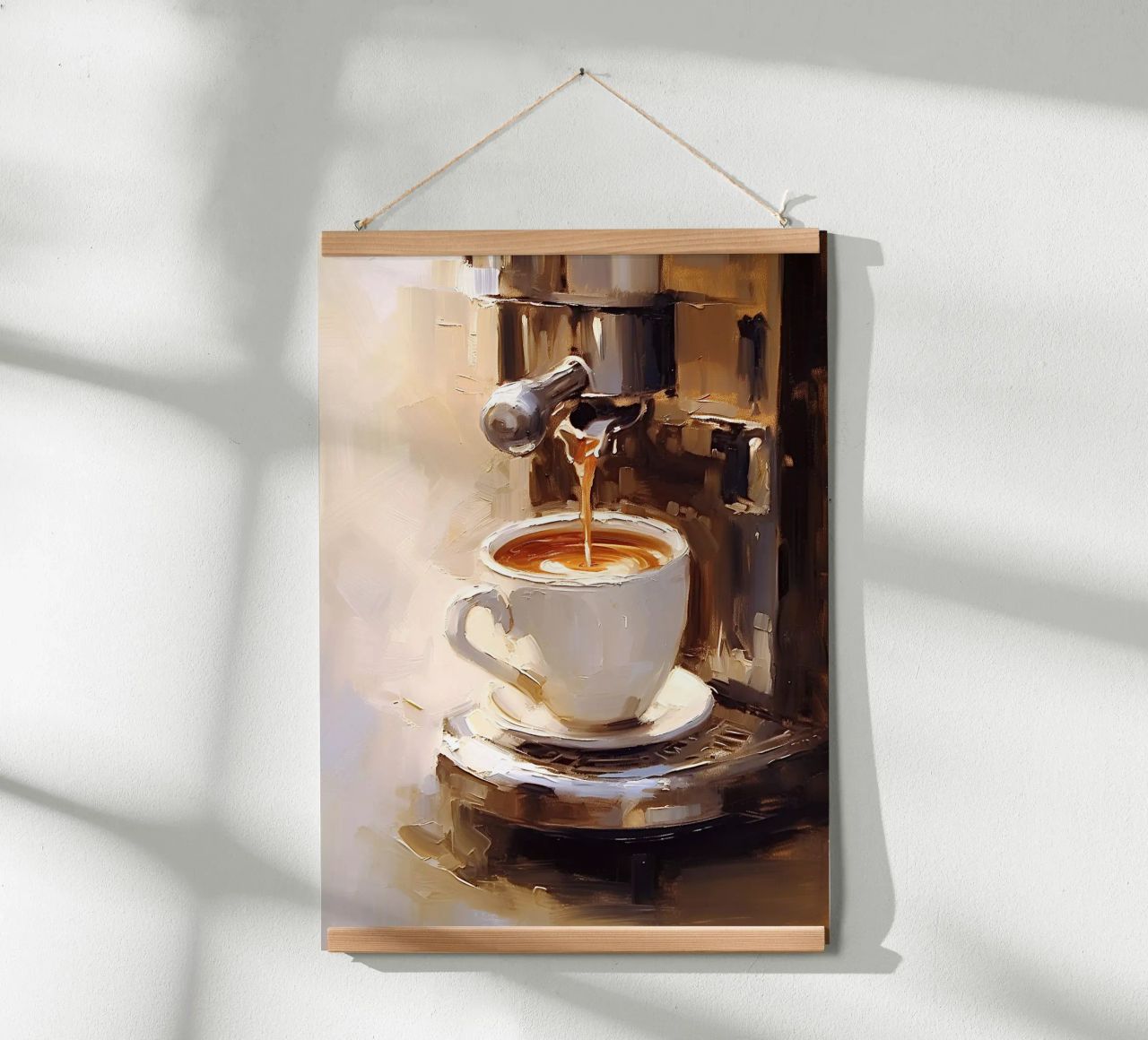 Espresso Kaffee Kaffeemaschine Tasse Beige Brauntöne Poster von Euphoria Theresa