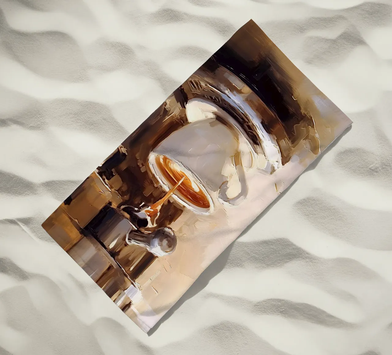 Tazza caffettiera caffè espresso toni beige marrone telo mare da Euphoria Theresa