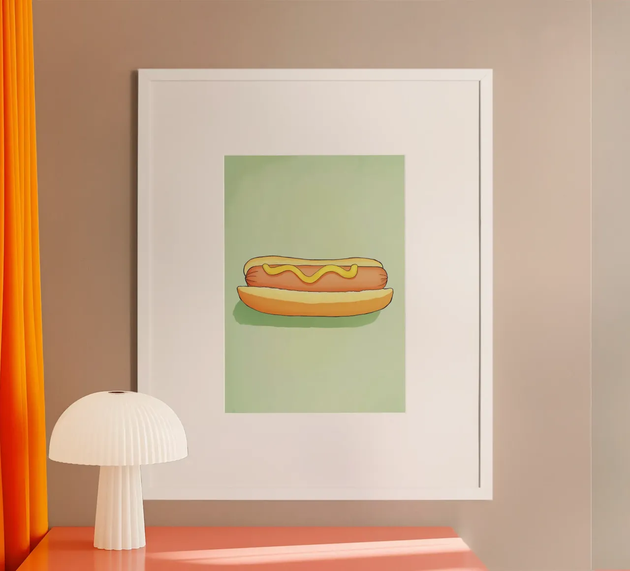 Perrito caliente minimalista con mostaza Pop Art Food Print hahnemühle de dawnthesea