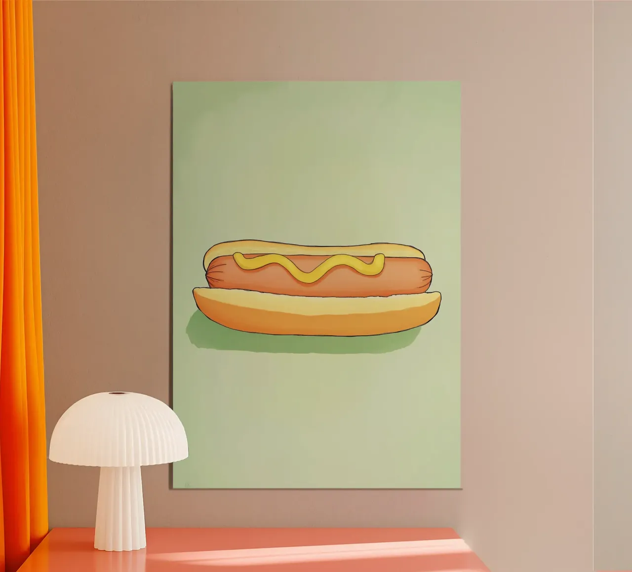 Perrito caliente minimalista con mostaza Pop Art Food Print hahnemühle de dawnthesea