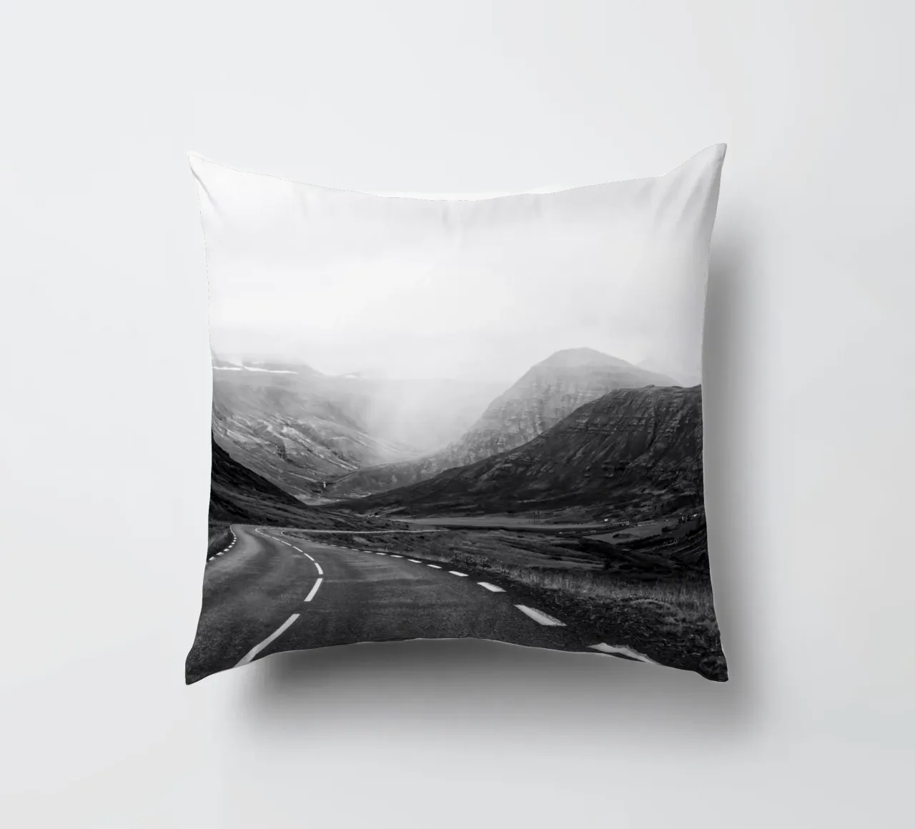 Winding road in the highlands decorative cushion by Fjöllart