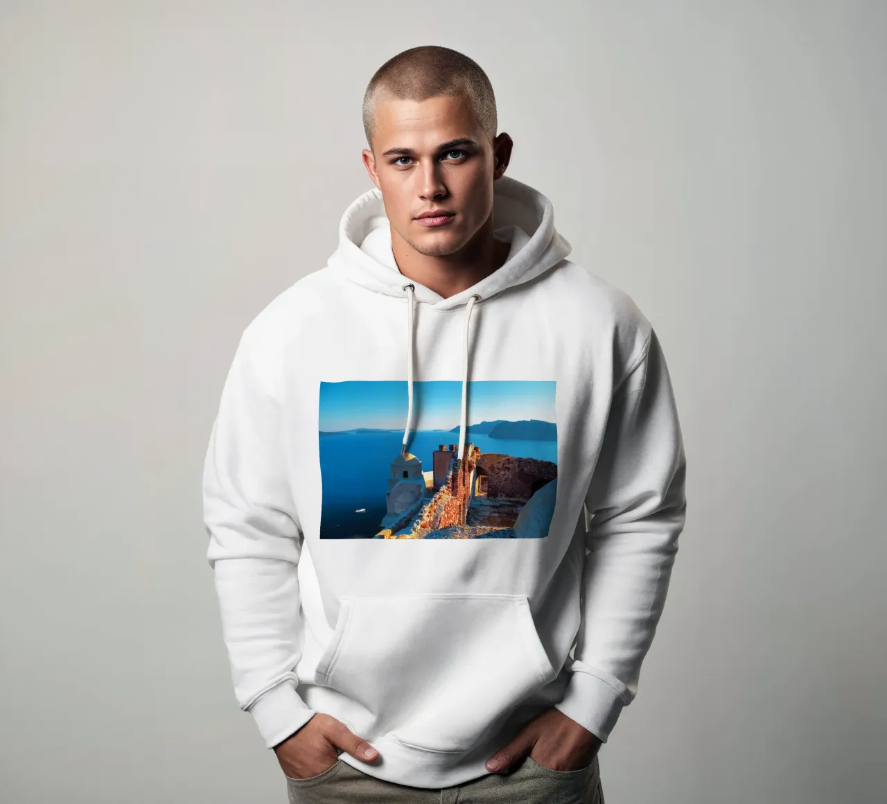 Ruin on Santorini felpa con cappuccio da Fjöllart