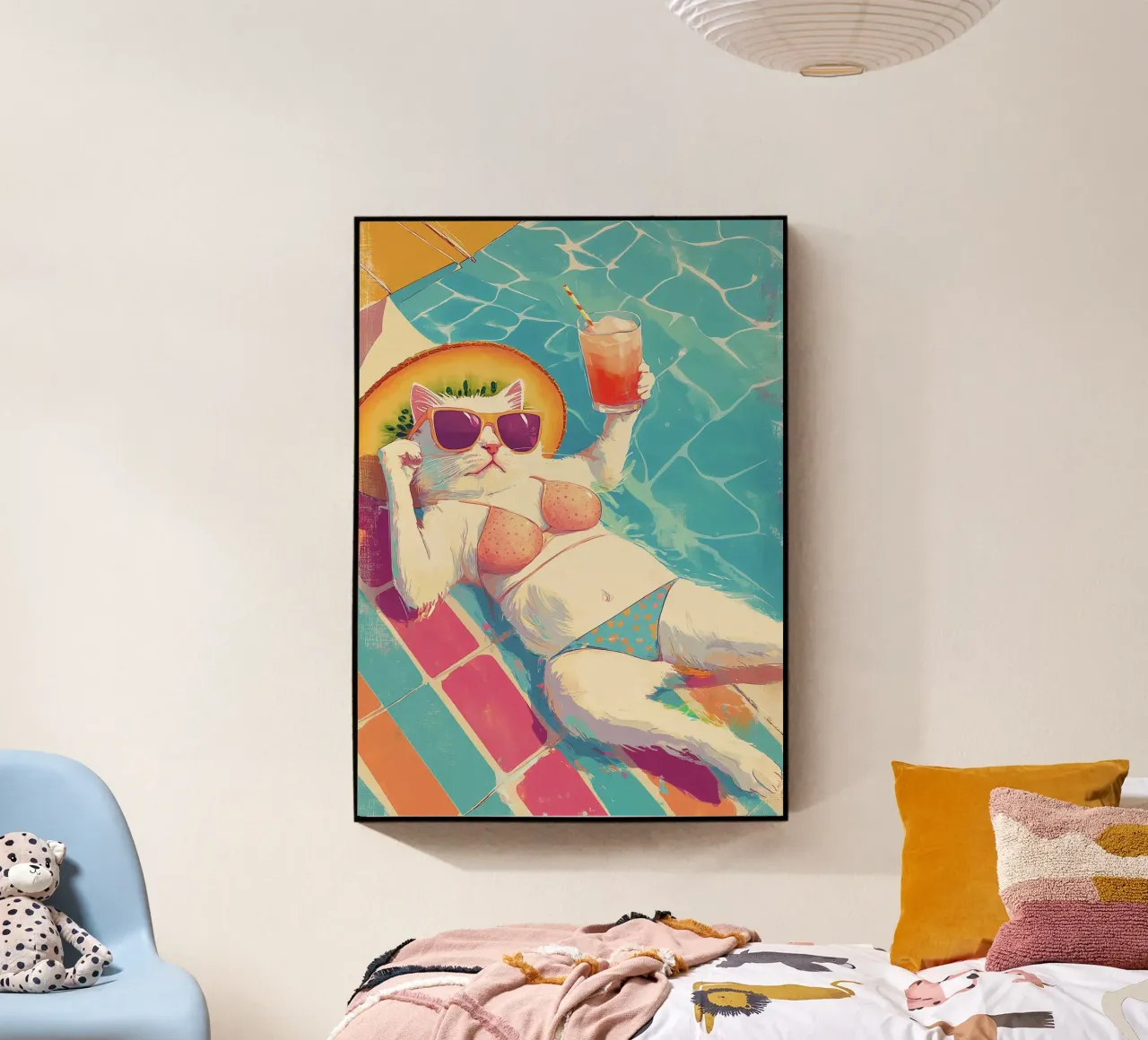 Bikini Cat Pool Float Divertente Pop Art estiva retrò plexiglass da dawnthesea