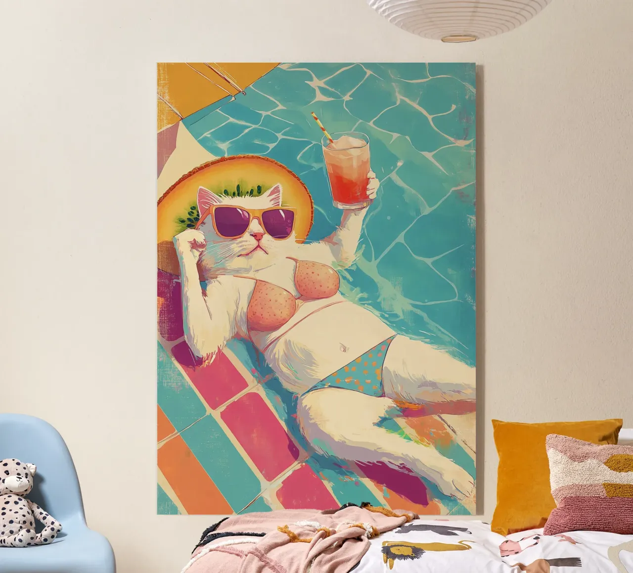 Bikini Cat Pool Float Divertente Pop Art estiva retrò plexiglass da dawnthesea